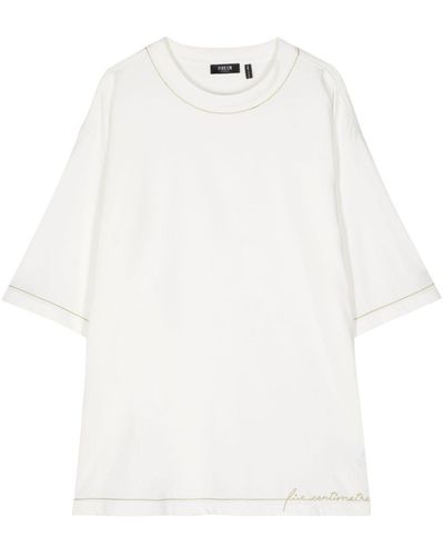 FIVE CM Contrast-stitching Cotton T-shirt - White