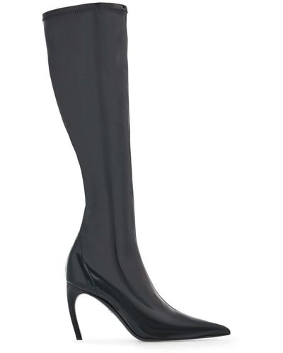 Ferragamo High Patent Stretch Boot - Black