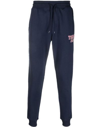 Tommy Hilfiger Logo-embroidered Cotton Track Pants - Blue