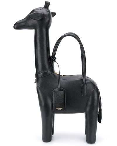 Thom Browne Sac cabas Giraffe en cuir grainé - Noir