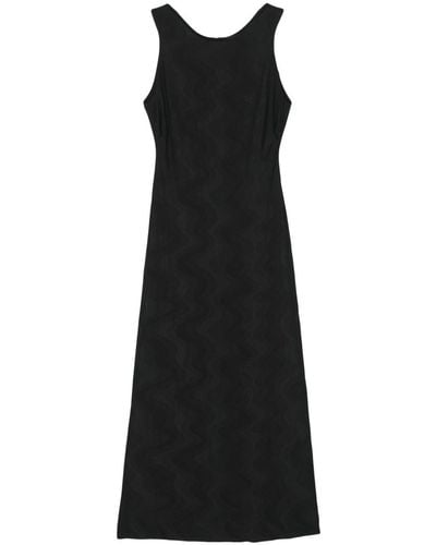 Giorgio Armani Patterned-jacquard Jersey Midi Dress - Black