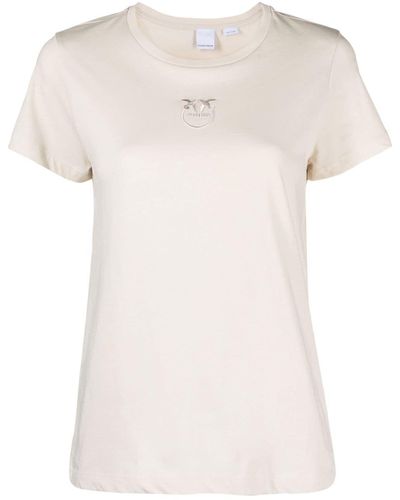 Pinko T-shirt en coton à oiseaux brodés - Neutre