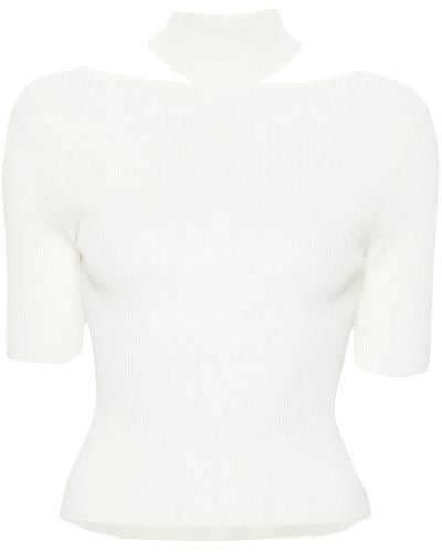 Cult Gaia Geripptes Brianna T-Shirt - Weiß