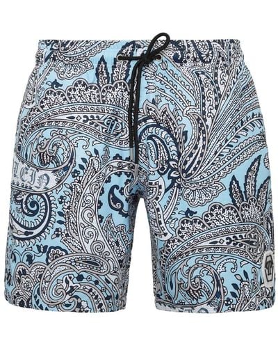 Philipp Plein Paisley-print Swim Shorts - Blue