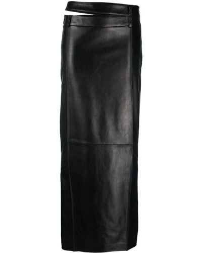 The Mannei Cut-out Leather Maxi Skirt - Black
