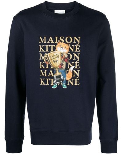 Maison Kitsuné Fox Champion Cotton Sweatshirt - Blue