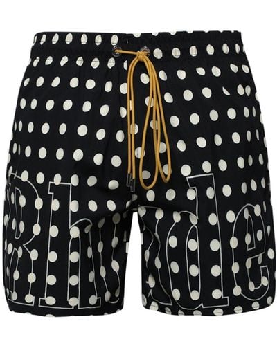 Rhude Polka-dot Logo-print Swim Shorts - Black