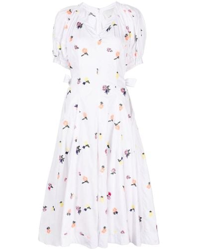 3.1 Phillip Lim Floral-embroidered Puff-sleeved Dress - White