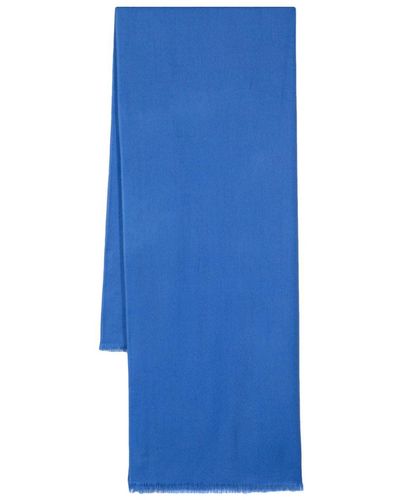 N.Peal Cashmere Frayed Pashmina Shawl - Blue