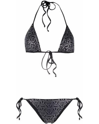 Philipp Plein Crystal-embellished Monogram Bikini - Black