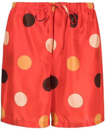 Aspesi Shorts a pois con coulisse - Rosso