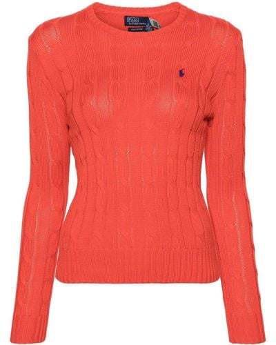 Polo Ralph Lauren Julianna Logo-embroidered Cable-knit Wool And Cashmere-blend Sweater