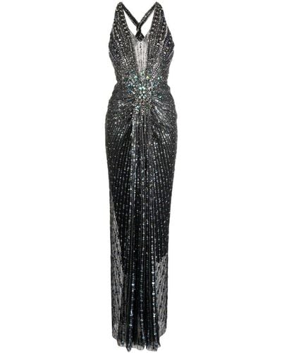 Jenny Packham Vestido de fiesta con detalles de cristal - Metálico