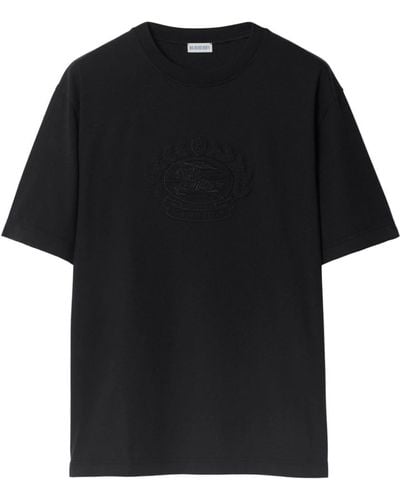 Burberry Ekd-embroidered Cotton T-shirt - Black