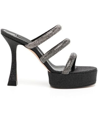 Casadei Rhinestone-strap Heeled Mule Sandals - Black