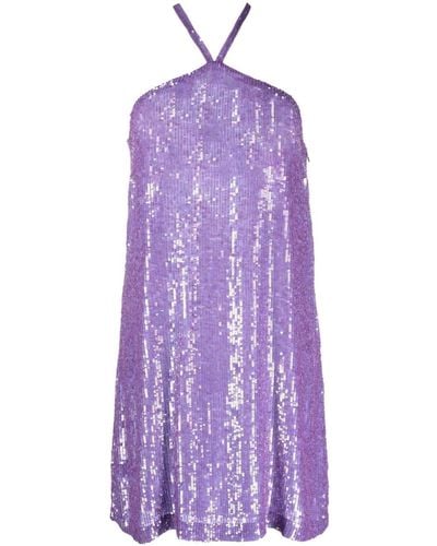 P.A.R.O.S.H. Sequin-embellished Halter Dress - Purple