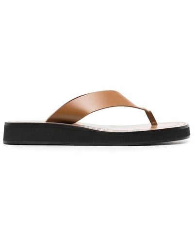 The Row Leather Flip Flops - Natural