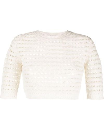 See By Chloé Open-knit Short-sleeve Top - White