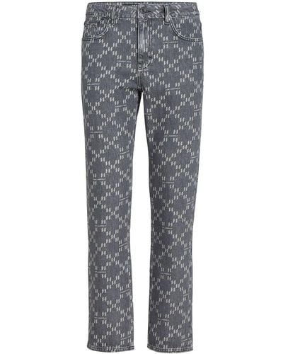 Karl Lagerfeld Monogram-jacquard Straight-leg Jeans - Gray