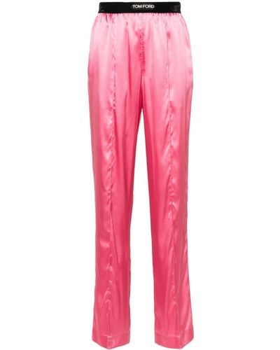 Tom Ford Straight-Leg Silk Trousers - Pink