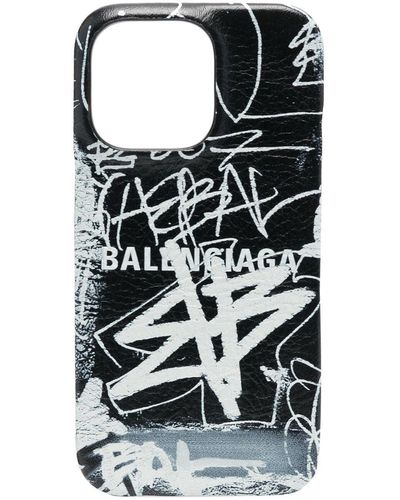 Balenciaga Logo Print Iphone 13 Pro Phone Case - Black