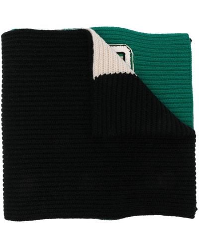 KENZO Écharpe en laine à patch logo - Noir