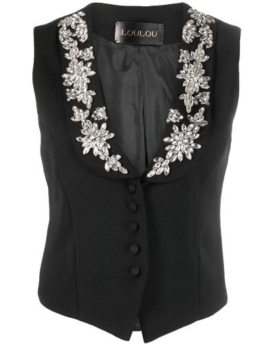 Loulou Willow Crystal-embellished Vest - Black