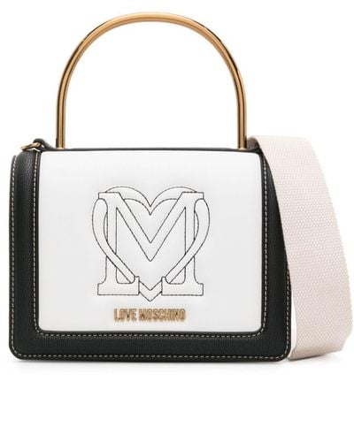 Love Moschino Shopper mit Logo-Stickerei - Weiß