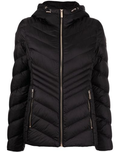 MICHAEL Michael Kors Chevron-quilted Hooded Jacket - Black