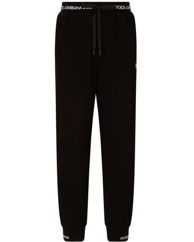 Dolce & Gabbana Pantalon de jogging à taille logo - Noir