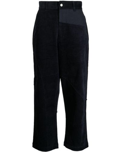 FIVE CM Patchwork Corduroy Straight-leg Trousers - Blue