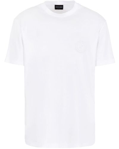 Giorgio Armani T-Shirt mit Monogramm-Stickerei - Weiß