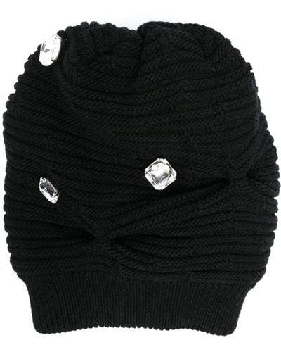 Moschino Crystal-embellished Cotton Beanie - Black