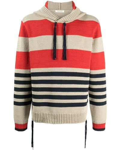 Craig Green Striped Knitted Hoodie - Red