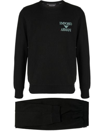 Emporio Armani Loungewear-Set mit Logo-Stickerei - Schwarz