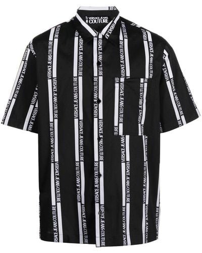 Versace Logo-print Short-sleeved Shirt - Black