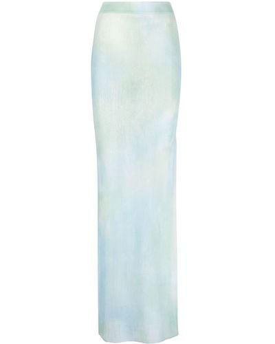 Off-White c/o Virgil Abloh Jupe longue transparente à motif tie dye - Bleu