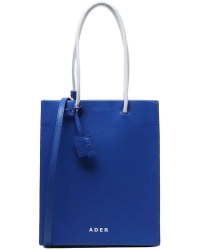Adererror Logo-print Leather Tote Bag - Blue