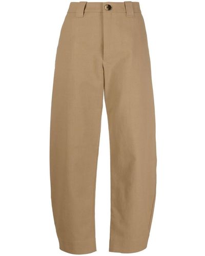 Ganni Cropped Tailored Trousers - Natural