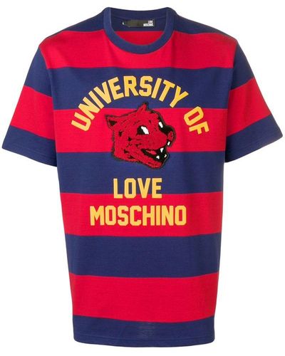 Love Moschino College Striped T-shirt - Red