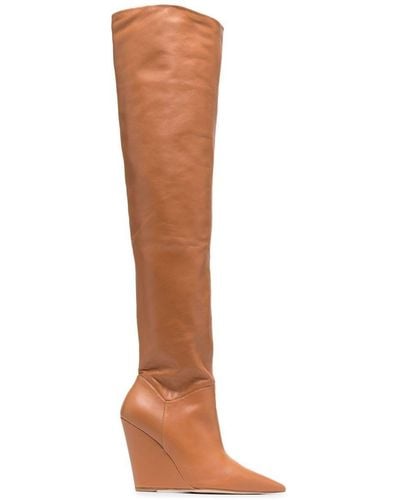 Stuart Weitzman Pointed Leather Knee-high Boots - Brown