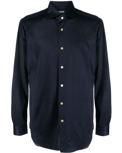 Kiton Slim-fit Overhemd - Blauw