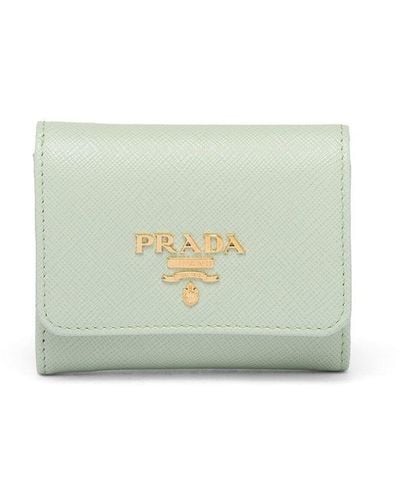 Prada Leather Logo-detail Wallet - Green