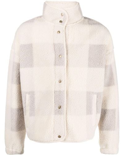 Barbour Check-print Fleece Jacket - Natural