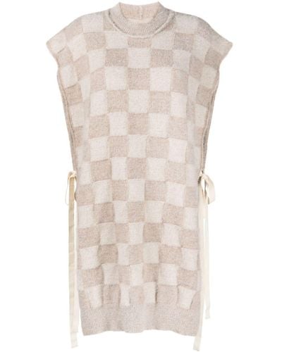Uma Wang Checkerboard-pattern Knitted Vest - Natural
