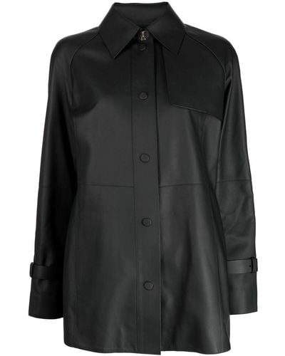 Fendi ベルテッド レザーシャツ - ブラック