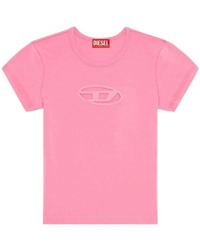 DIESEL T-shirt avec logo peek-a-boo - Rose