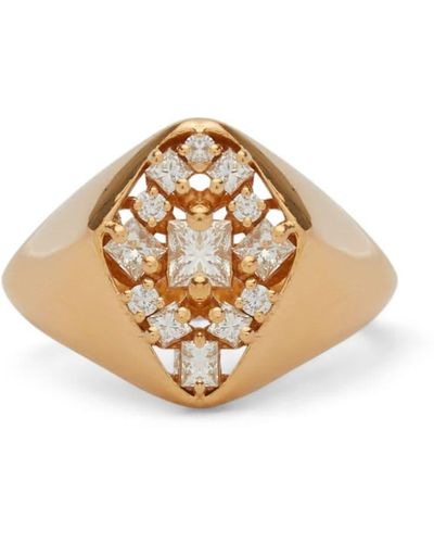 Suzanne Kalan 18kt Yellow Gold La Fantaisie Diamond Signet Ring - Metallic