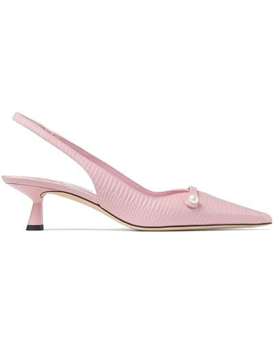Jimmy Choo Amita 45mm Leather Court Shoes - Pink