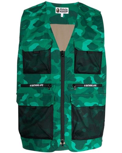 A Bathing Ape Gilet con stampa camouflage - Verde